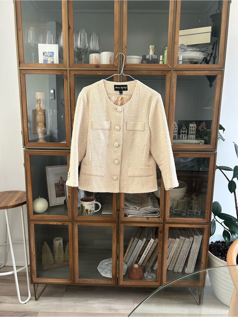 Sandra Angelozzi / Femme de Carriere Tweed Button-Front Blazer